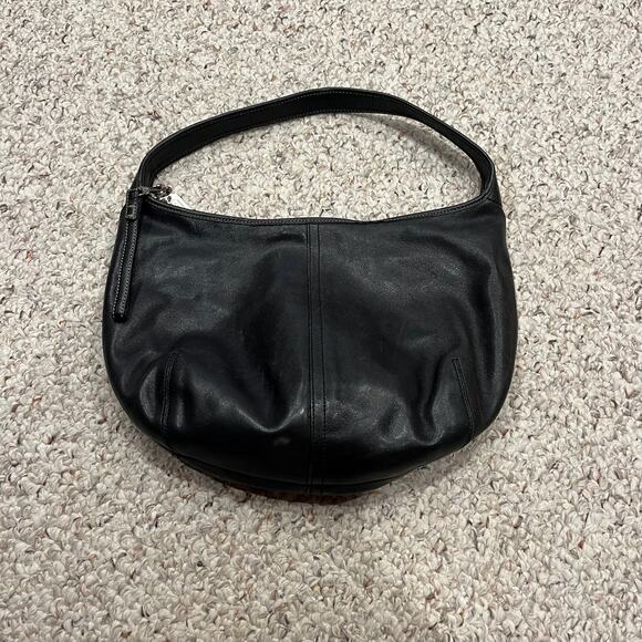 Coach Vintage Leather Hobo Shoulder Bag Black Half Moon D3K 9219 - Picture 1 of 8